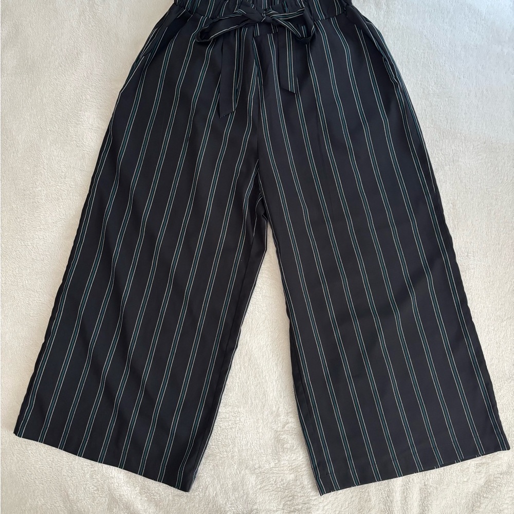 Japna Black Striped Wide Leg Pants